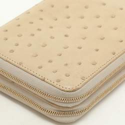 Loro Piana Ivory Ostrich Zip Around Wallet