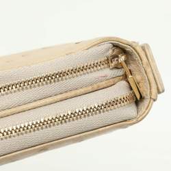 Loro Piana Ivory Ostrich Zip Around Wallet