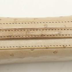 Loro Piana Ivory Ostrich Zip Around Wallet