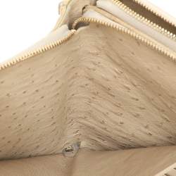 Loro Piana Ivory Ostrich Zip Around Wallet