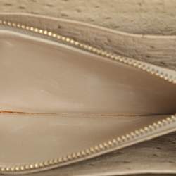 Loro Piana Ivory Ostrich Zip Around Wallet
