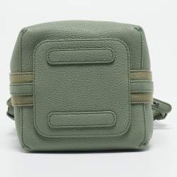 Pre Owned Loro Piana Light Green Leather Micro Bale Bucket Bag