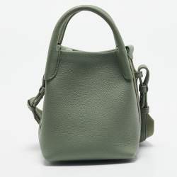 Pre Owned Loro Piana Light Green Leather Micro Bale Bucket Bag