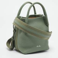 Pre Owned Loro Piana Light Green Leather Micro Bale Bucket Bag