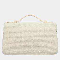 Loro Piana Beige Lambskin Leather and Cotton L19 Extra Pocket Woven Bag
