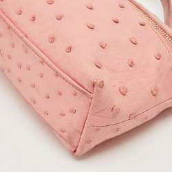 Pre Owned Loro Piana Pink Ostrich Leather Extra Pocket L19 Pouch