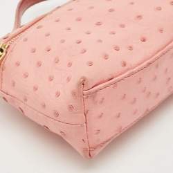 Pre Owned Loro Piana Pink Ostrich Leather Extra Pocket L19 Pouch