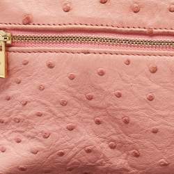 Pre Owned Loro Piana Pink Ostrich Leather Extra Pocket L19 Pouch