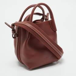 Pre Owned Loro Piana Brick Brown Leather Micro Bale Bucket Bag