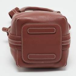 Pre Owned Loro Piana Brick Brown Leather Micro Bale Bucket Bag