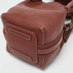 Pre Owned Loro Piana Brick Brown Leather Micro Bale Bucket Bag