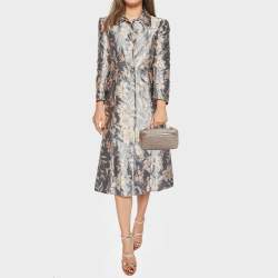 Pre Owned Loro Piana Grey Ostrich Leather Extra Pouch L19 Clutch