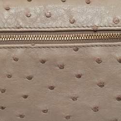 Pre Owned Loro Piana Grey Ostrich Leather Extra Pouch L19 Clutch