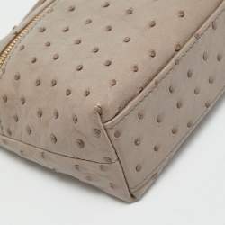Pre Owned Loro Piana Grey Ostrich Leather Extra Pouch L19 Clutch