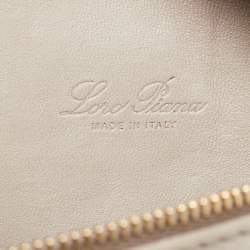 Pre Owned Loro Piana Grey Ostrich Leather Extra Pouch L19 Clutch