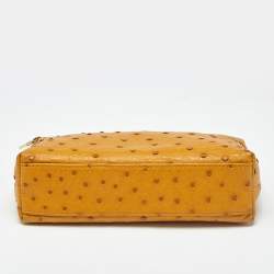 Pre Owned Loro Piana Mustard Ostrich L19 Extra Pocket Pouch