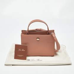 Pre Owned Loro Piana Nude Beige Leather Petite Odessa Top Handle Bag