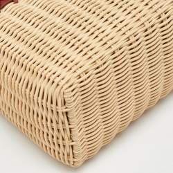 Pre Owned Loro Piana Brown/Beige Wicker and Leather Extra Pocket L19 North-South Bag