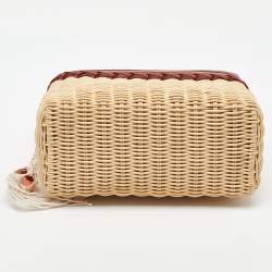 Pre Owned Loro Piana Brown/Beige Wicker and Leather Extra Pocket L19 North-South Bag