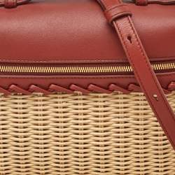 Pre Owned Loro Piana Brown/Beige Wicker and Leather Extra Pocket L19 North-South Bag