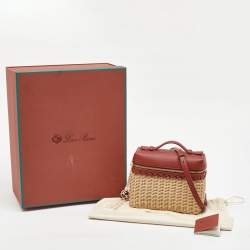 Pre Owned Loro Piana Brown/Beige Wicker and Leather Extra Pocket L19 North-South Bag