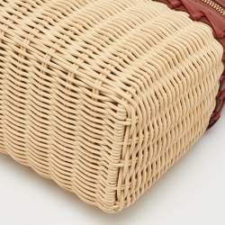 Pre Owned Loro Piana Brown/Beige Wicker and Leather Extra Pocket L19 North-South Bag