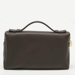 Pre Owned Loro Piana Cacao Leather Extra Pocket L19 Pouch