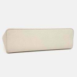 Pre Owned Loro Piana White Leather Extra Pocket L19 Pouch Bag