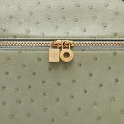Pre Owned Loro Piana Mint Green Ostrich Extra Pocket L27 Bag
