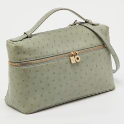 Pre Owned Loro Piana Mint Green Ostrich Extra Pocket L27 Bag
