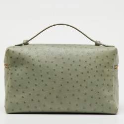 Pre Owned Loro Piana Mint Green Ostrich Extra Pocket L27 Bag