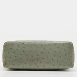 Pre Owned Loro Piana Mint Green Ostrich Extra Pocket L27 Bag