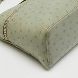 Pre Owned Loro Piana Mint Green Ostrich Extra Pocket L27 Bag