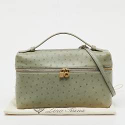 Pre Owned Loro Piana Mint Green Ostrich Extra Pocket L27 Bag