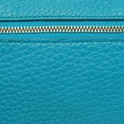 Pre Owned Loro Piana Blue Leather Mini Extra Pocket Pouch