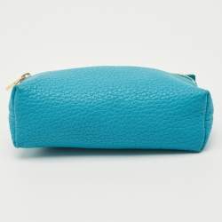 Pre Owned Loro Piana Blue Leather Mini Extra Pocket Pouch