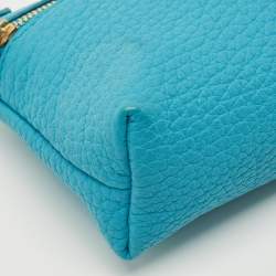 Pre Owned Loro Piana Blue Leather Mini Extra Pocket Pouch