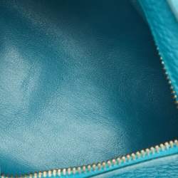 Pre Owned Loro Piana Blue Leather Mini Extra Pocket Pouch