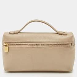 Pre Owned Loro Piana Beige Leather Extra Pocket L19 Pouch