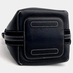 Pre Owned Loro Piana Black Leather  Veil Microbag