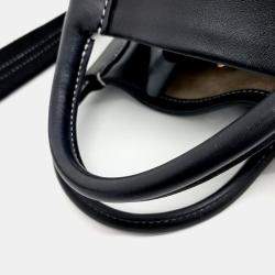 Pre Owned Loro Piana Black Leather  Veil Microbag