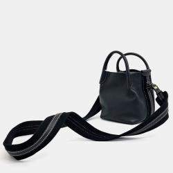 Pre Owned Loro Piana Black Leather  Veil Microbag