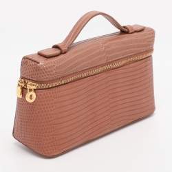 Pre Owned Loro Piana Brown Lizard Extra Pocket L19 Pouch