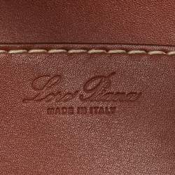 مملوكة مسبقًا Loro Piana Brown/Cream Leather and Raffia Bucket Bag