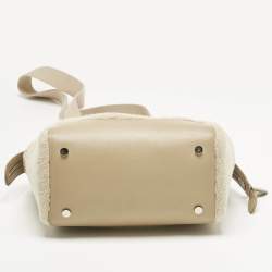 Pre Owned Loro Piana Beige Leather and Shearling Fur Micro Sesia Happy Day Bag