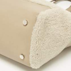 Pre Owned Loro Piana Beige Leather and Shearling Fur Micro Sesia Happy Day Bag