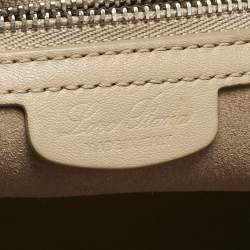 Pre Owned Loro Piana Beige Leather and Shearling Fur Micro Sesia Happy Day Bag