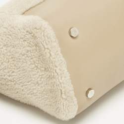 Pre Owned Loro Piana Beige Leather and Shearling Fur Micro Sesia Happy Day Bag