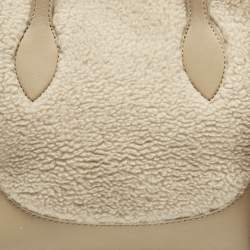Pre Owned Loro Piana Beige Leather and Shearling Fur Micro Sesia Happy Day Bag