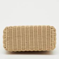 Pre Owned Loro Piana Beige/Brown Wicker and Leather Extra Pocket L19 North-South Bag